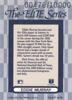1993 Donruss - The Elite Series #21 Eddie Murray Back