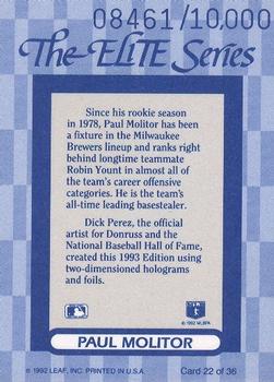 1993 Donruss - The Elite Series #22 Paul Molitor Back