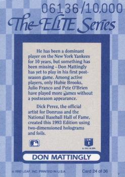 1993 Donruss - The Elite Series #24 Don Mattingly Back