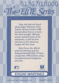 1993 Donruss - The Elite Series #27 Edgar Martinez Back