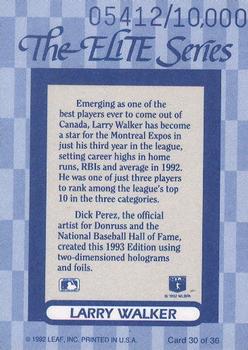 1993 Donruss - The Elite Series #30 Larry Walker Back
