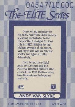 1993 Donruss - The Elite Series #32 Andy Van Slyke Back