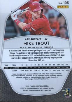2020 Panini Prizm #196 Mike Trout Back