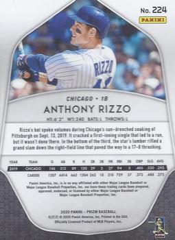 2020 Panini Prizm #224 Anthony Rizzo Back