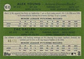 2020 Topps Heritage - Chrome Exclusives White Refractor #THC-93 Alex Young / Zac Gallen Back