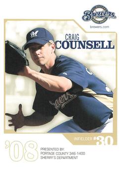 2008 Milwaukee Brewers Police - Portage County Sheriff's Department #NNO Craig Counsell Front