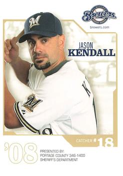 2008 Milwaukee Brewers Police - Portage County Sheriff's Department #NNO Jason Kendall Front
