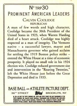 2007 Topps Turkey Red - Prominent American Leaders #TRP30 Calvin Coolidge Back