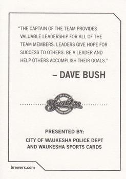2009 Milwaukee Brewers Police - City of Waukesha Police Dept. and Waukesha Sports Cards #NNO Dave Bush Back