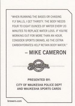 2009 Milwaukee Brewers Police - City of Waukesha Police Dept. and Waukesha Sports Cards #NNO Mike Cameron Back