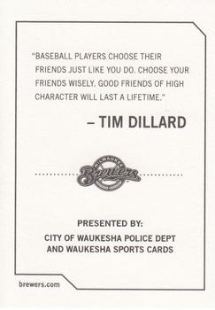 2009 Milwaukee Brewers Police - City of Waukesha Police Dept. and Waukesha Sports Cards #NNO Tim Dillard Back