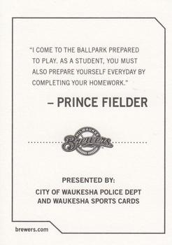 2009 Milwaukee Brewers Police - City of Waukesha Police Dept. and Waukesha Sports Cards #NNO Prince Fielder Back