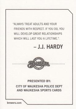 2009 Milwaukee Brewers Police - City of Waukesha Police Dept. and Waukesha Sports Cards #NNO J.J. Hardy Back