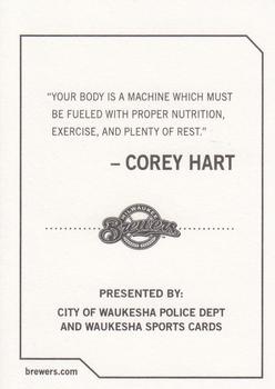 2009 Milwaukee Brewers Police - City of Waukesha Police Dept. and Waukesha Sports Cards #NNO Corey Hart Back