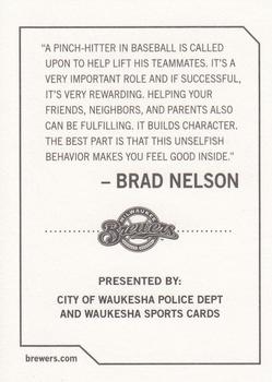2009 Milwaukee Brewers Police - City of Waukesha Police Dept. and Waukesha Sports Cards #NNO Brad Nelson Back