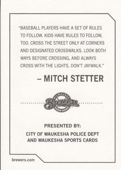 2009 Milwaukee Brewers Police - City of Waukesha Police Dept. and Waukesha Sports Cards #NNO Mitch Stetter Back