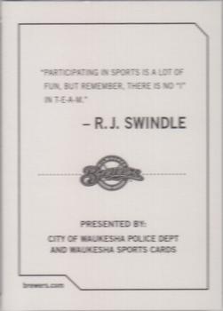 2009 Milwaukee Brewers Police - City of Waukesha Police Dept. and Waukesha Sports Cards #NNO R.J. Swindle Back