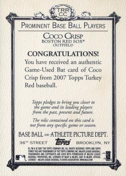 2007 Topps Turkey Red - Relics #TRR-CC Coco Crisp Back