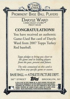 2007 Topps Turkey Red - Relics #TRR-DWA Daryle Ward Back