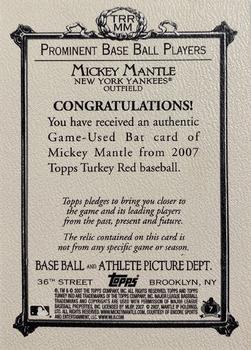 2007 Topps Turkey Red - Relics #TRR-MM Mickey Mantle Back