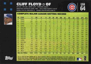 2007 Topps Updates & Highlights - 1st Edition #UH64 Cliff Floyd Back