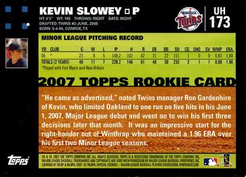 2007 Topps Updates & Highlights - 1st Edition #UH173 Kevin Slowey Back