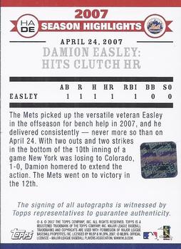 2007 Topps Updates & Highlights - 2007 Highlights Autographs #HADE Damion Easley Back