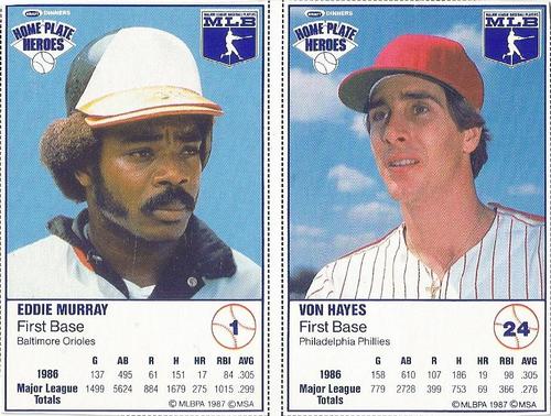 1987 Kraft Home Plate Heroes - Panels #1 / 24 Eddie Murray / Von Hayes Front