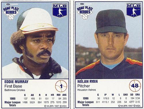 1987 Kraft Home Plate Heroes - Panels #1 / 48 Eddie Murray / Nolan Ryan Front