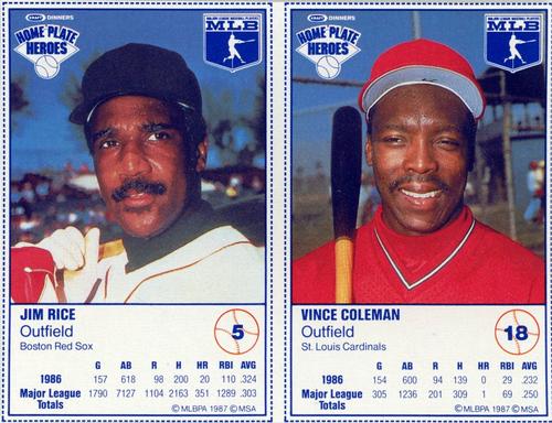 1987 Kraft Home Plate Heroes - Panels #5 / 18 Jim Rice / Vince Coleman Front