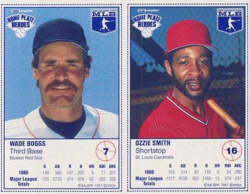 1987 Kraft Home Plate Heroes - Panels #7 / 16 Wade Boggs / Ozzie Smith Front
