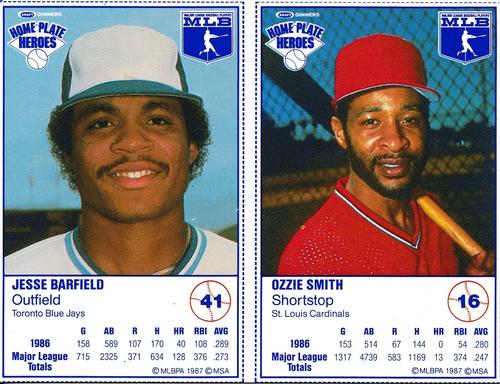 1987 Kraft Home Plate Heroes - Panels #16 / 41 Ozzie Smith / Jesse Barfield Front