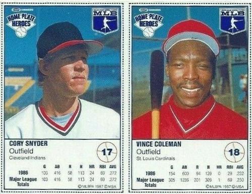 1987 Kraft Home Plate Heroes - Panels #17 / 18 Cory Snyder / Vince Coleman Front