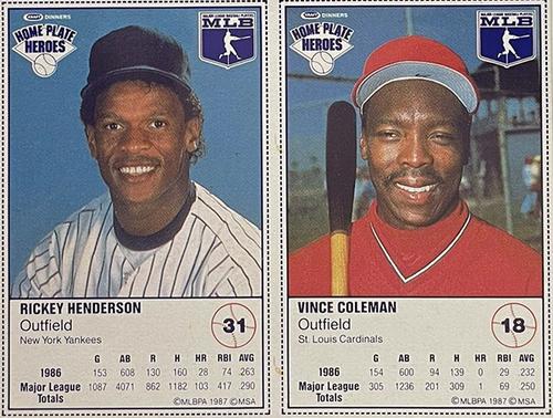 1987 Kraft Home Plate Heroes - Panels #18 / 31 Vince Coleman / Rickey Henderson Front