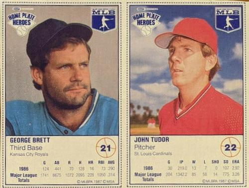 1987 Kraft Home Plate Heroes - Panels #21 / 22 George Brett / John Tudor Front