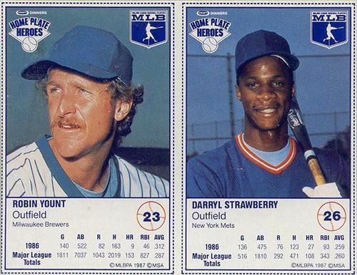 1987 Kraft Home Plate Heroes - Panels #23 / 26 Robin Yount / Darryl Strawberry Front