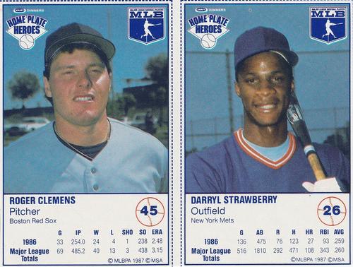 1987 Kraft Home Plate Heroes - Panels #26 / 45 Darryl Strawberry / Roger Clemens Front