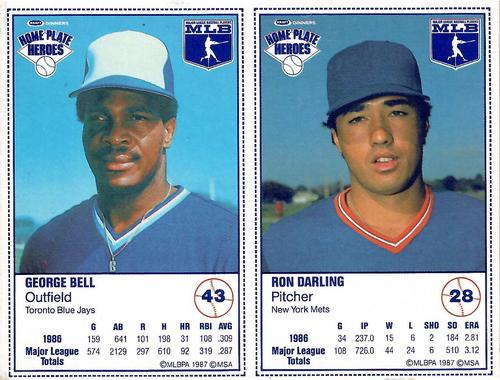1987 Kraft Home Plate Heroes - Panels #28 / 43 Ron Darling / George Bell Front