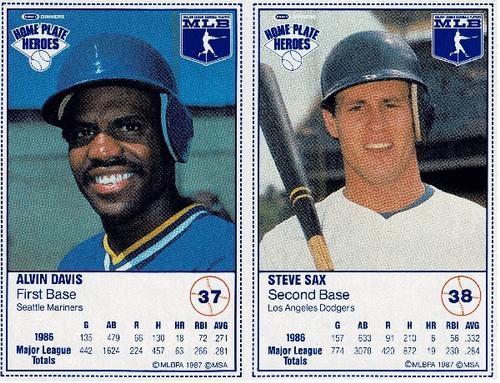 1987 Kraft Home Plate Heroes - Panels #37 / 38 Alvin Davis / Steve Sax Front