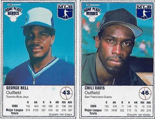 1987 Kraft Home Plate Heroes - Panels #43 / 46 George Bell / Chili Davis Front