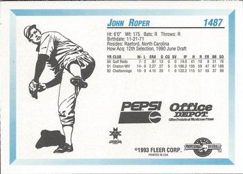 1993 Fleer ProCards Indianapolis Indians SGA #1487 John Roper Back