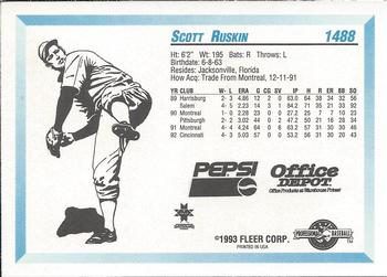 1993 Fleer ProCards Indianapolis Indians SGA #1488 Scott Ruskin Back