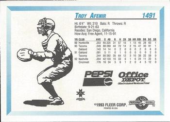 1993 Fleer ProCards Indianapolis Indians SGA #1491 Troy Afenir Back