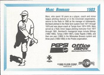 1993 Fleer ProCards Indianapolis Indians SGA #1503 Marc Bombard Back