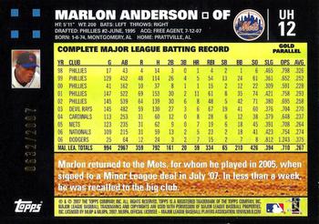 2007 Topps Updates & Highlights - Gold #UH12 Marlon Anderson Back