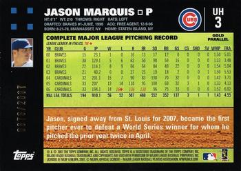 2007 Topps Updates & Highlights - Gold #UH3 Jason Marquis Back