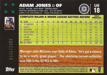 2007 Topps Updates & Highlights - Gold #UH18 Adam Jones Back