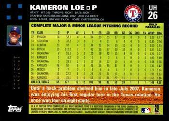 2007 Topps Updates & Highlights - Gold #UH26 Kameron Loe Back
