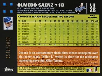 2007 Topps Updates & Highlights - Gold #UH28 Olmedo Saenz Back