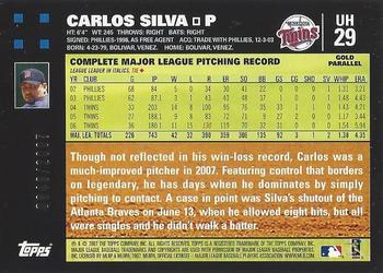 2007 Topps Updates & Highlights - Gold #UH29 Carlos Silva Back